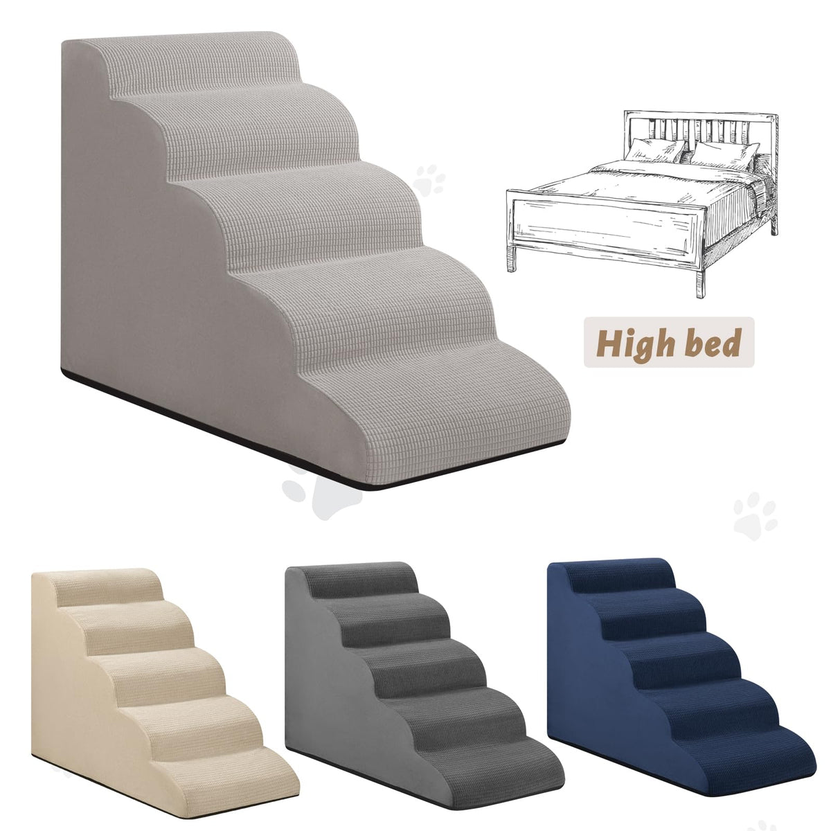aodisman Animal Stair in Standard 5-Step 22.2"H, Light Grey