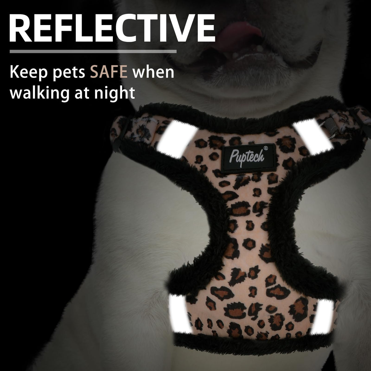 PUPTECK Animal Harness in XS (9-13lbs, Chest 14"-16"), #3 Brown(Plush Leopard Print)