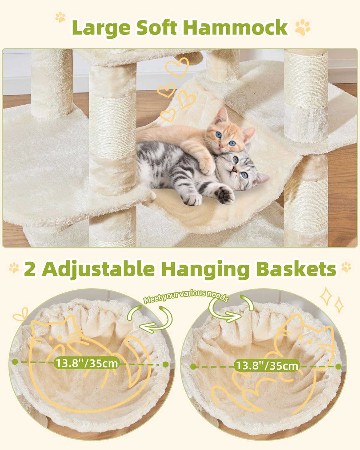 Taoqimiao Pet Activity Structure in 76 inch, Beige