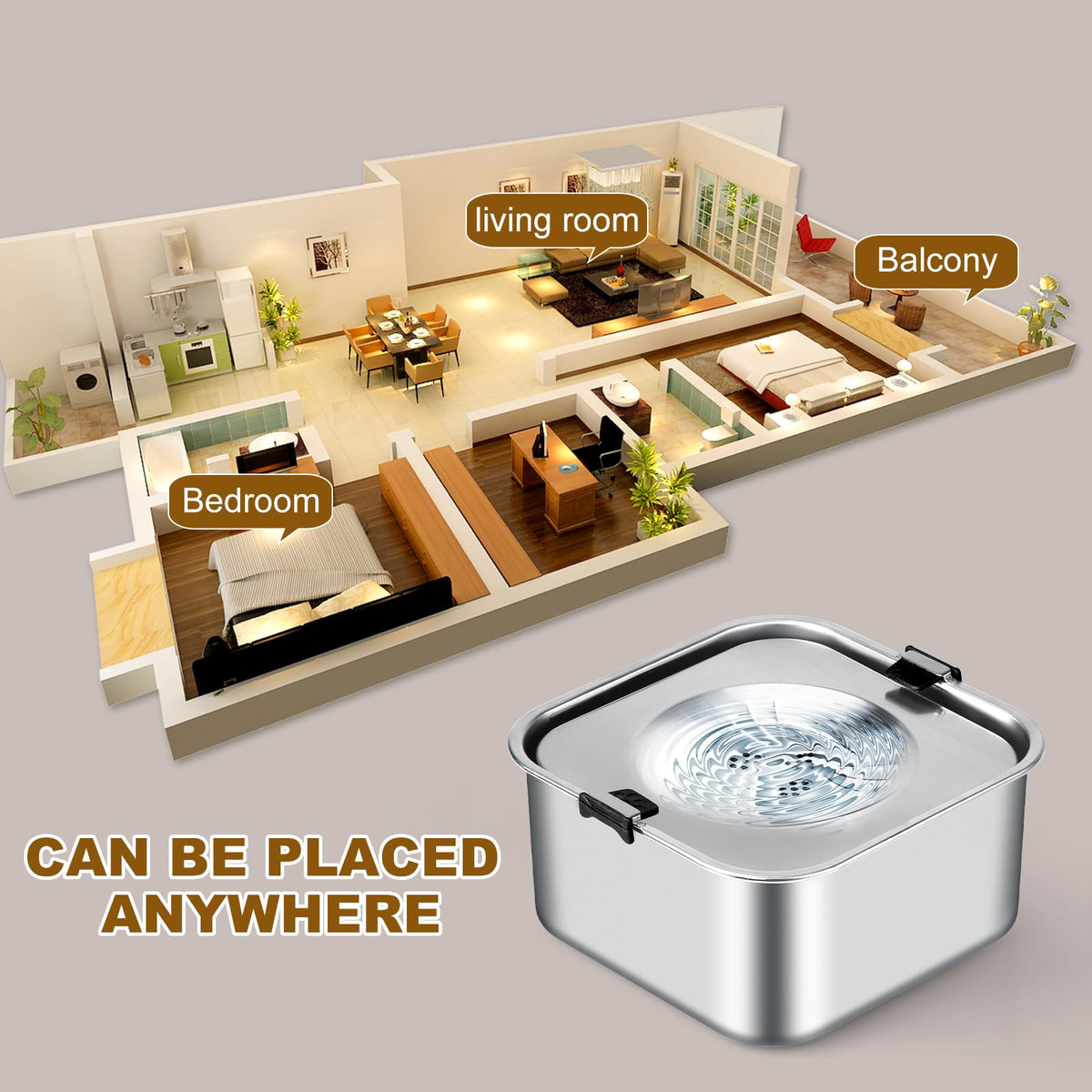 LQPBDFDC Animal Water Dispenser in Square, Dog Water Bowl