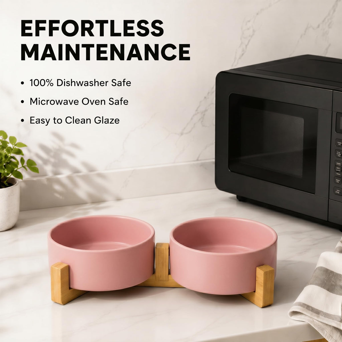 SPUNKYJUNKY Pet Feeder in 1.7 cups, Pink × 2