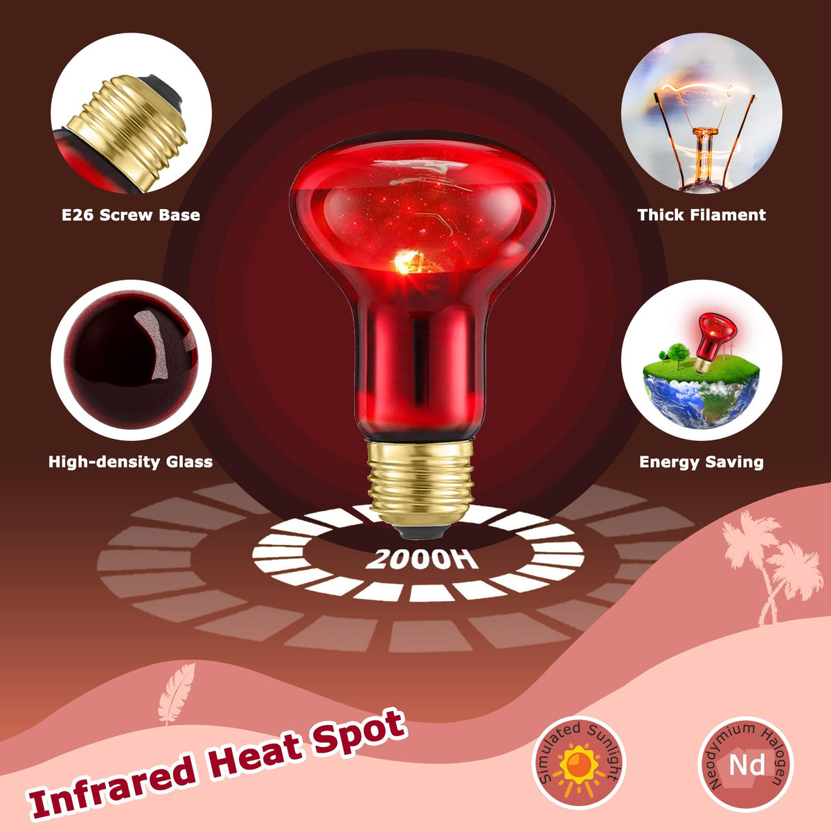 HARTOMPET Light Bulb in 60W - 2.5", Red