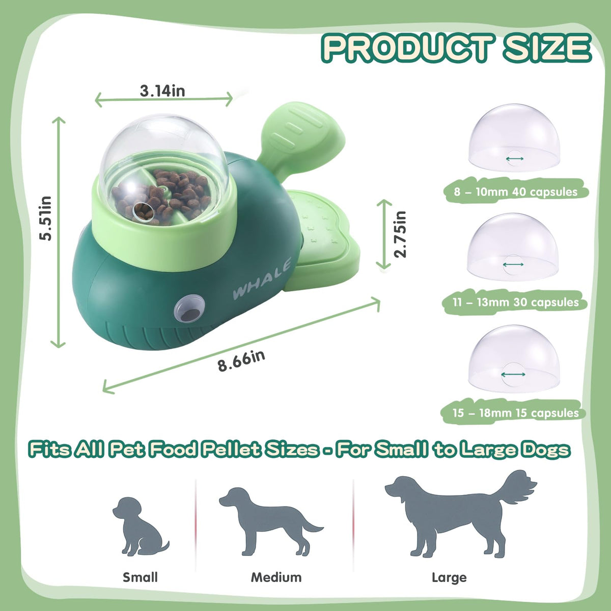 Star&Mi Pet Feeder in Whale-Green