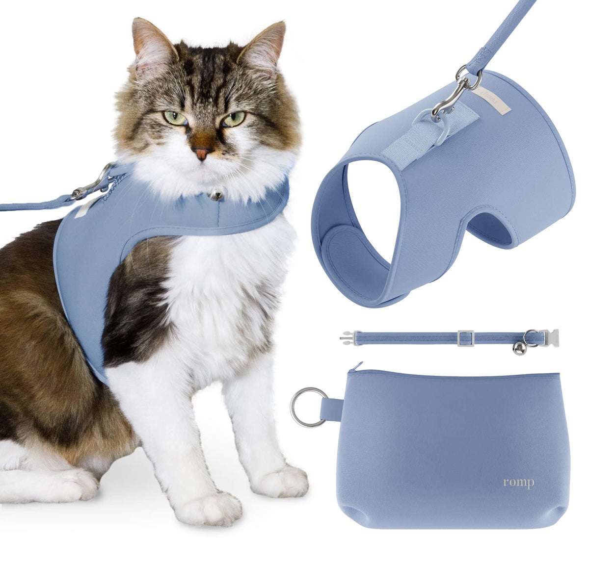 ROMP Animal Harness in Small, Cotton Blue