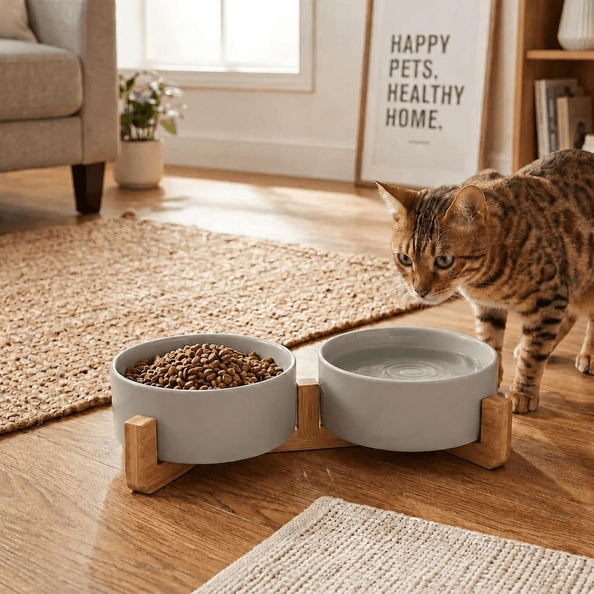 SPUNKYJUNKY Pet Feeder in 1.7 cups, Grey × 2