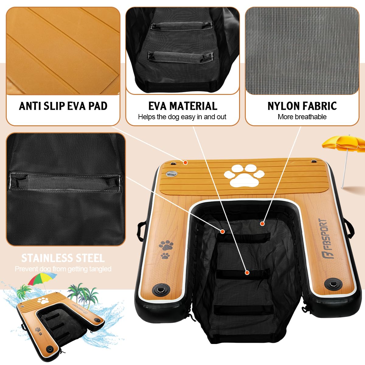 FBSPORT Ramp in 47"*39"*6", Black&wood Grain