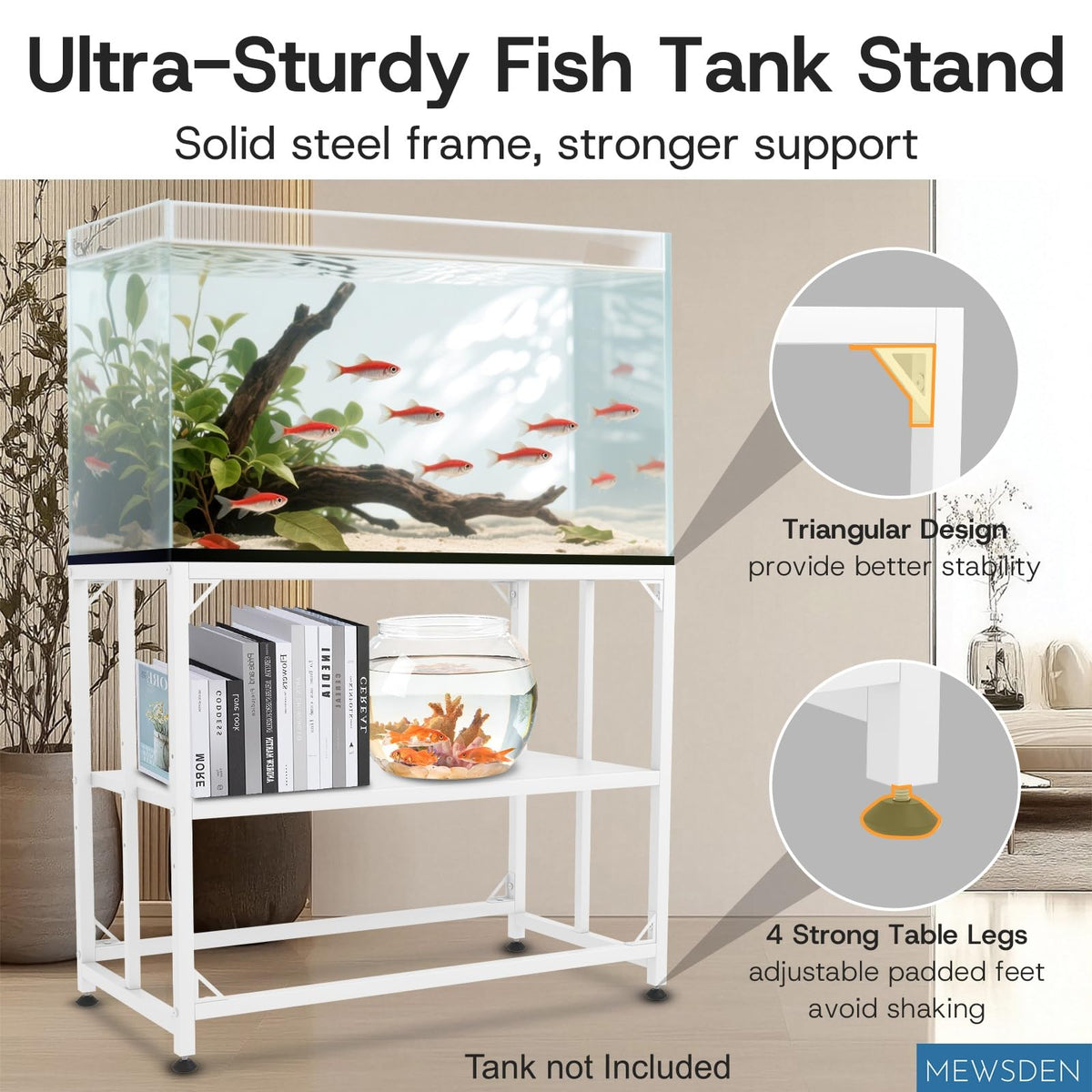 MEWSDEN Item Stand in (10 Gallon)24.8"x9.25", White