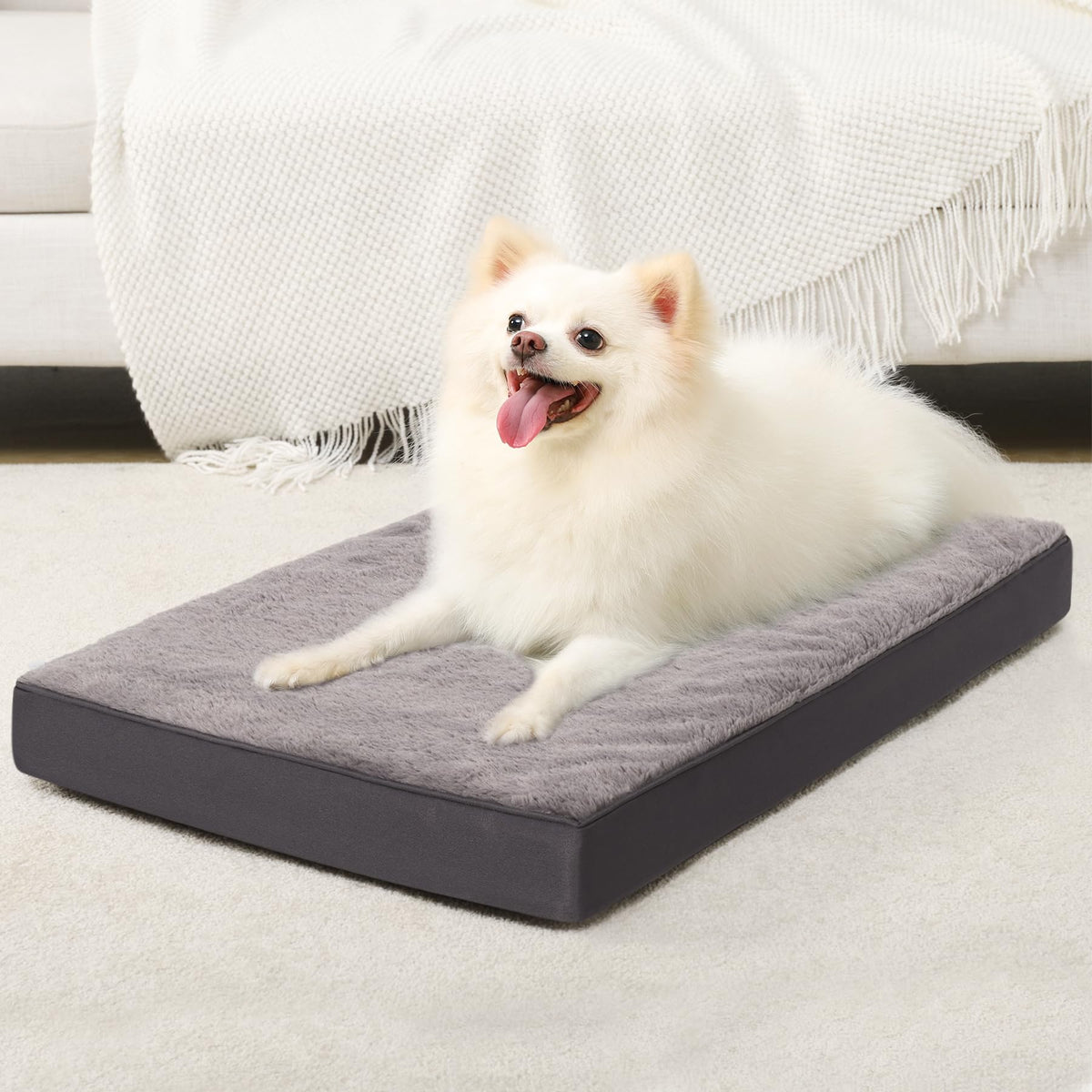 KSIIA Pet Bed Mat in 23.0"L x 17.0"W x 3.0"Th, Dark Grey