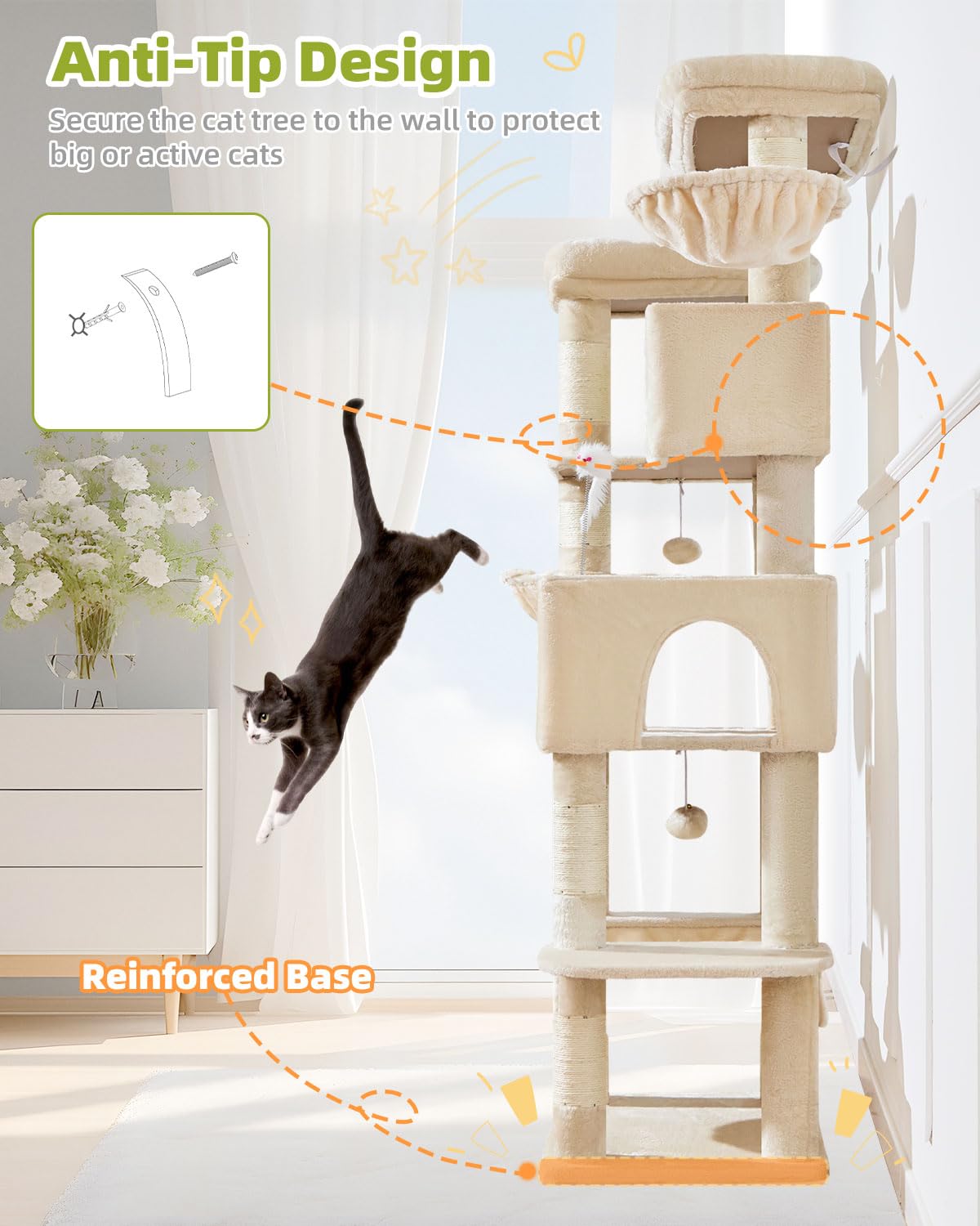 Taoqimiao Pet Activity Structure in 76 inch, Beige