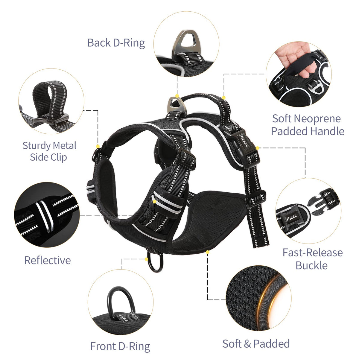 HEELE Animal Harness in S, Black