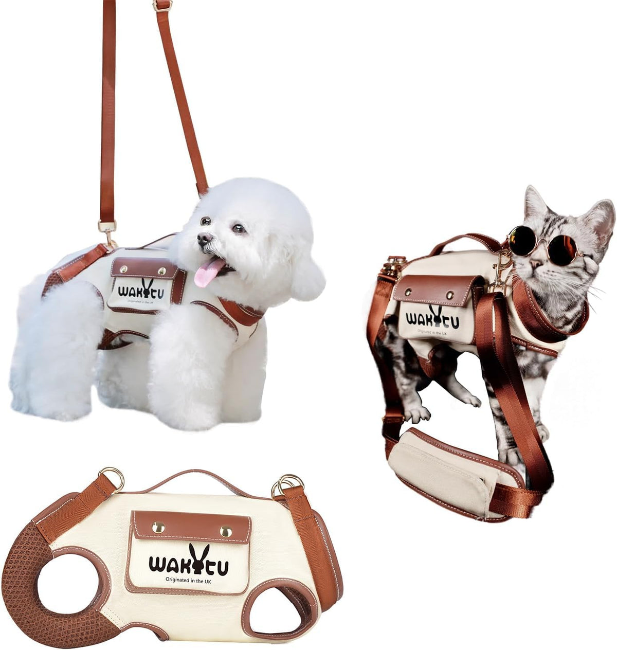 wakytu Animal Harness in Small(4-8 LBS), 1.0 White
