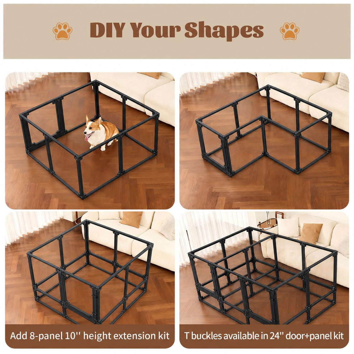 EVOTAILS Pet Playpen in 10", Black