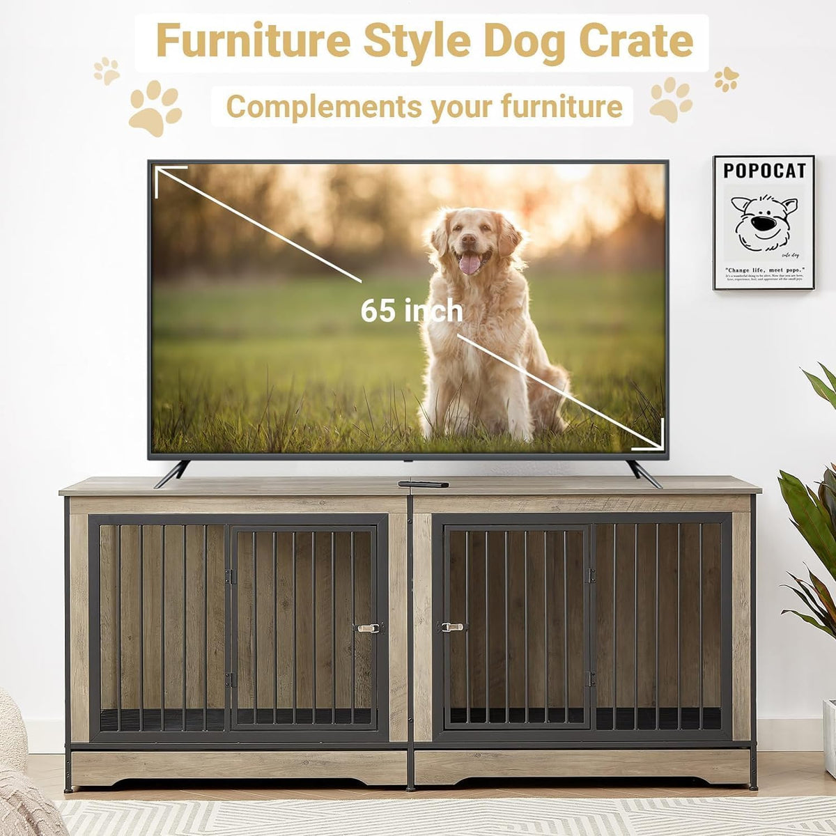 Rovibek Animal Cage in 38.9"L x 25.2"W x 27.2"H, Brown