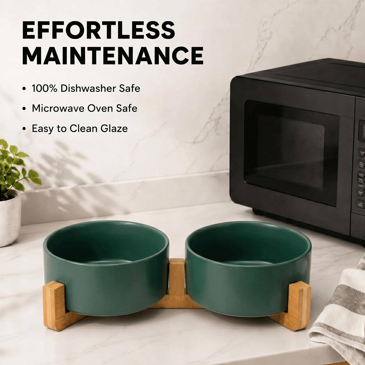 SPUNKYJUNKY Pet Feeder in 3.6 cups, Green × 2