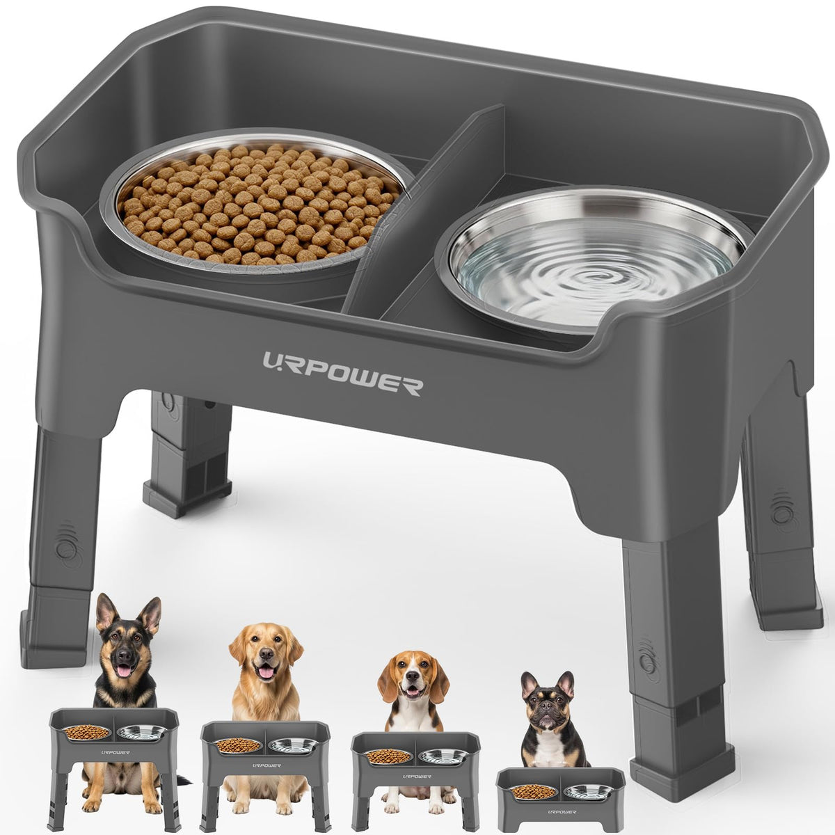 URPOWER Pet Feeder in Medium, Grey