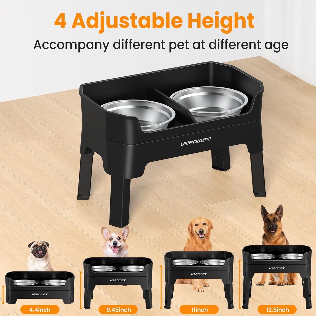 URPOWER Pet Feeder in Large, Black