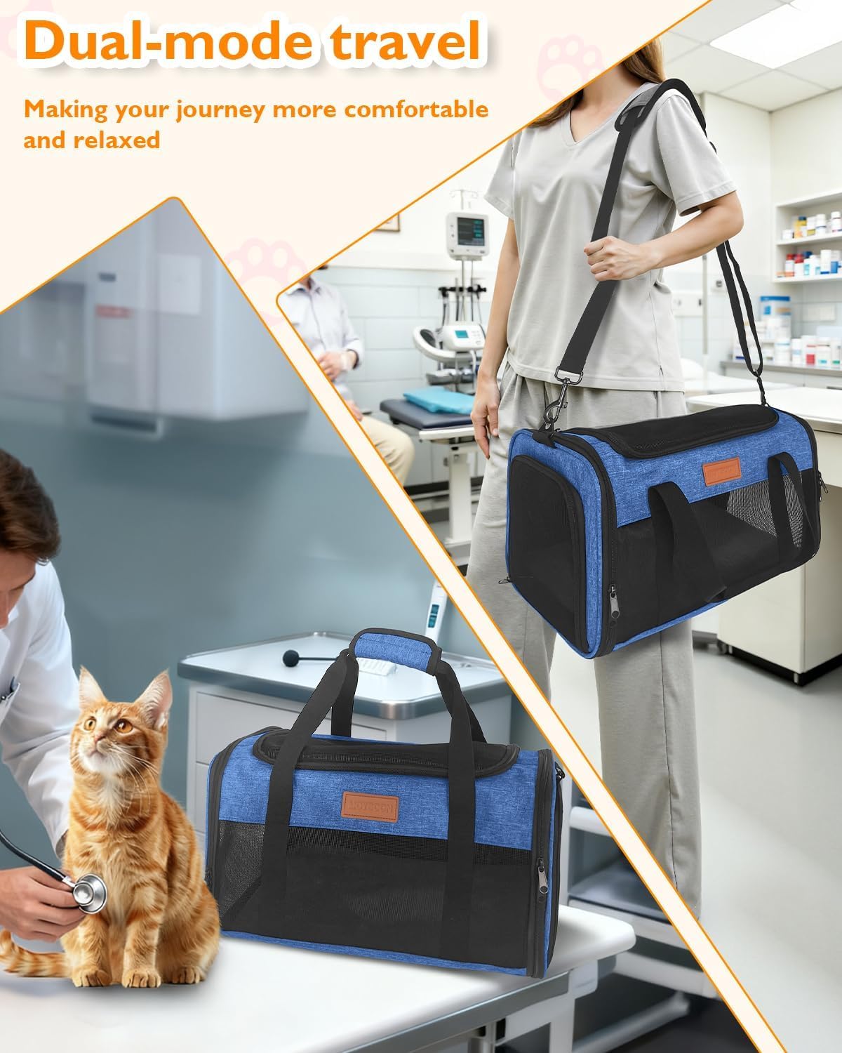 Petux Animal Carrier in 17.0"L x 11.0"W x 9.5"H, Blue