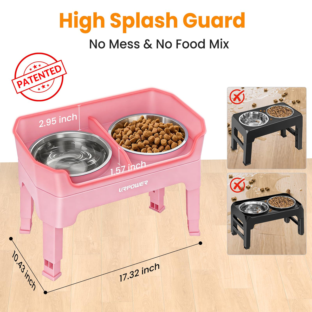 URPOWER Pet Feeder in Large, Pink
