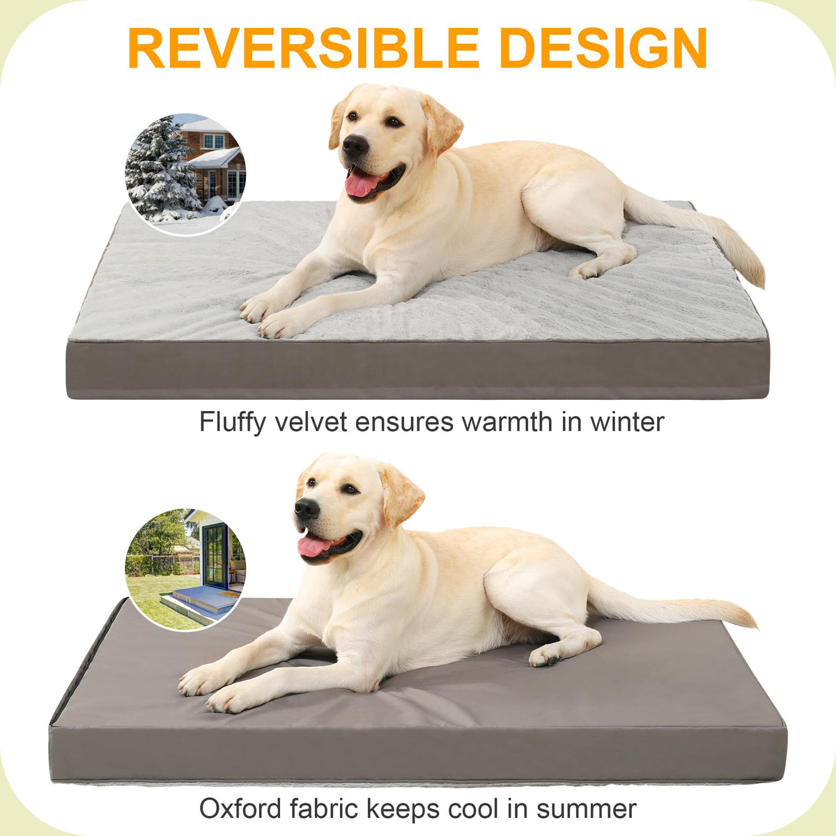 KSIIA Pet Bed Mat in 35.0"L x 22.0"W x 3.0"Th, Light Grey