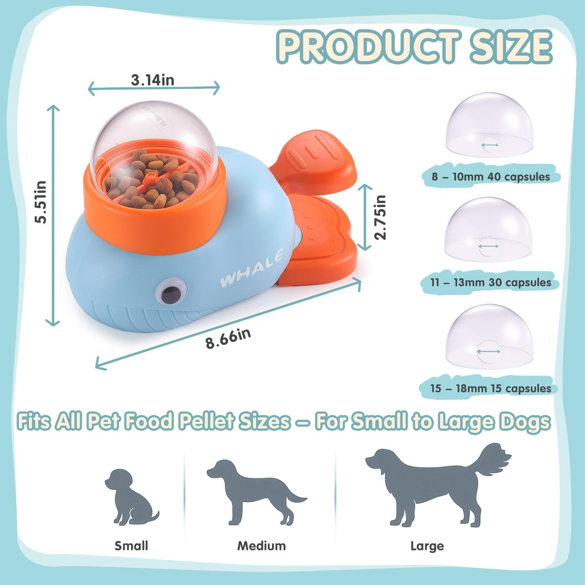 Star&Mi Pet Feeder in Whale-Blue