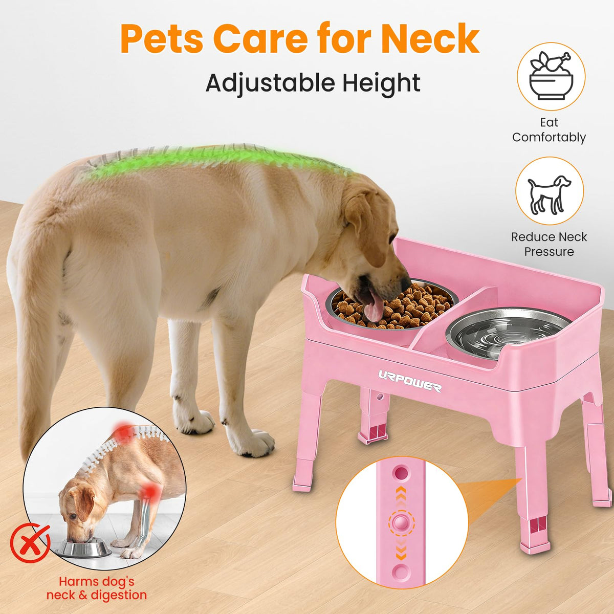 URPOWER Pet Feeder in Large, Pink