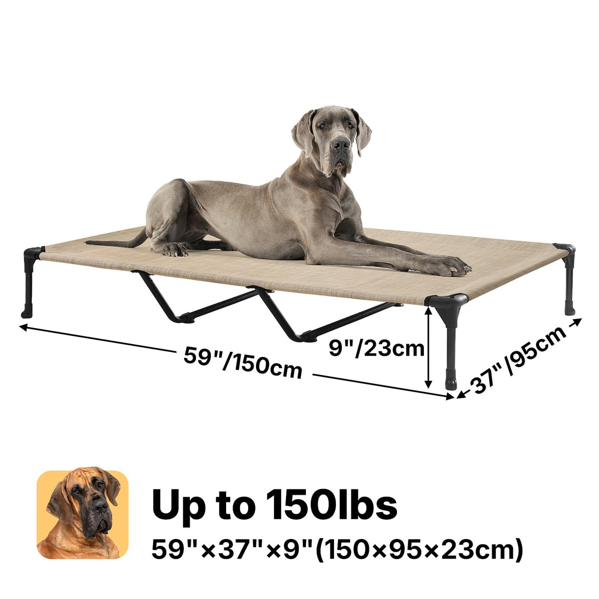 Veehoo Pet Bed Mat in 59.0"L x 37.5"W x 9.0"Th, Beige Coffee