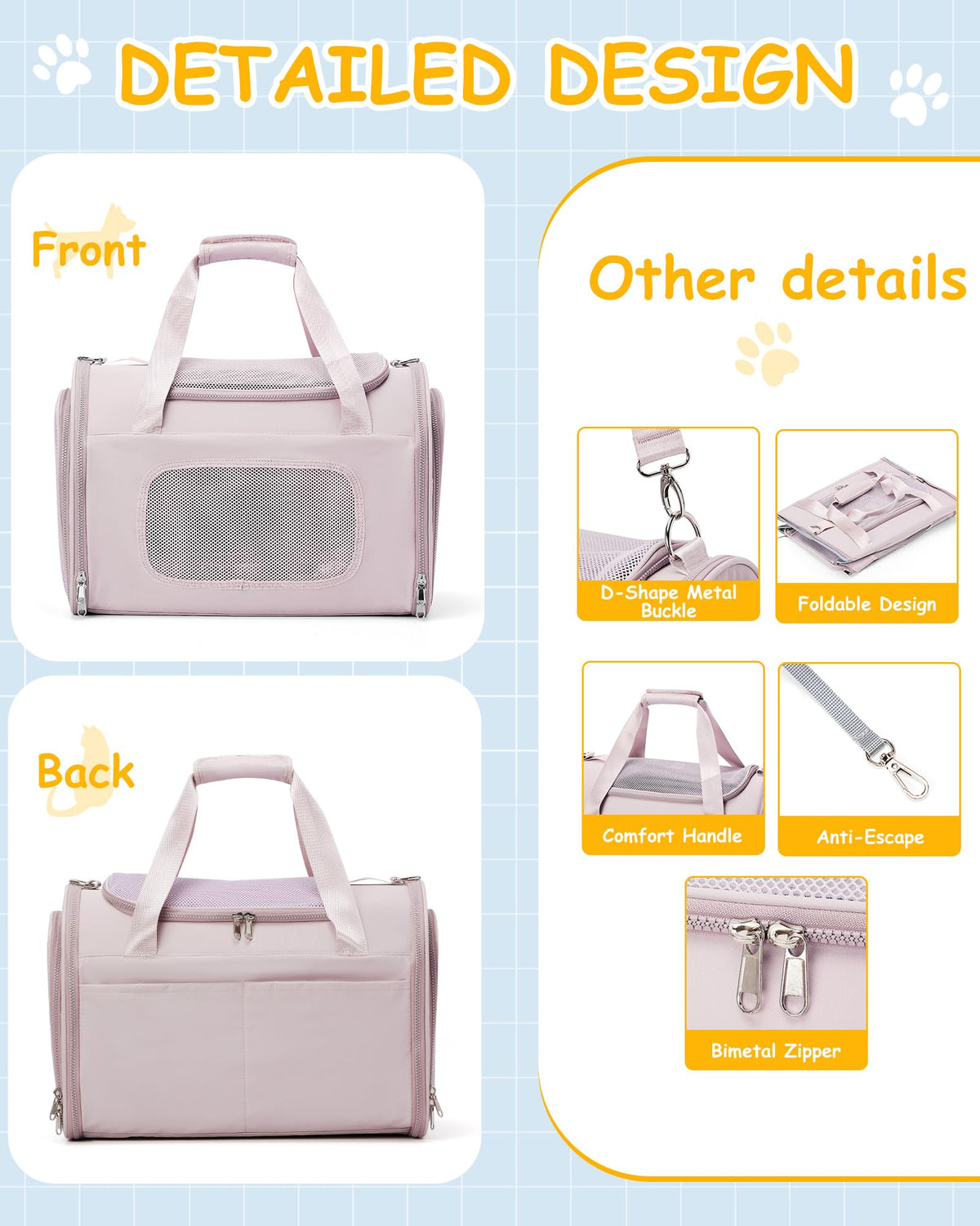WEPLAN Animal Carrier in 18.1"L x 11.8"W x 12.9"H, Pink