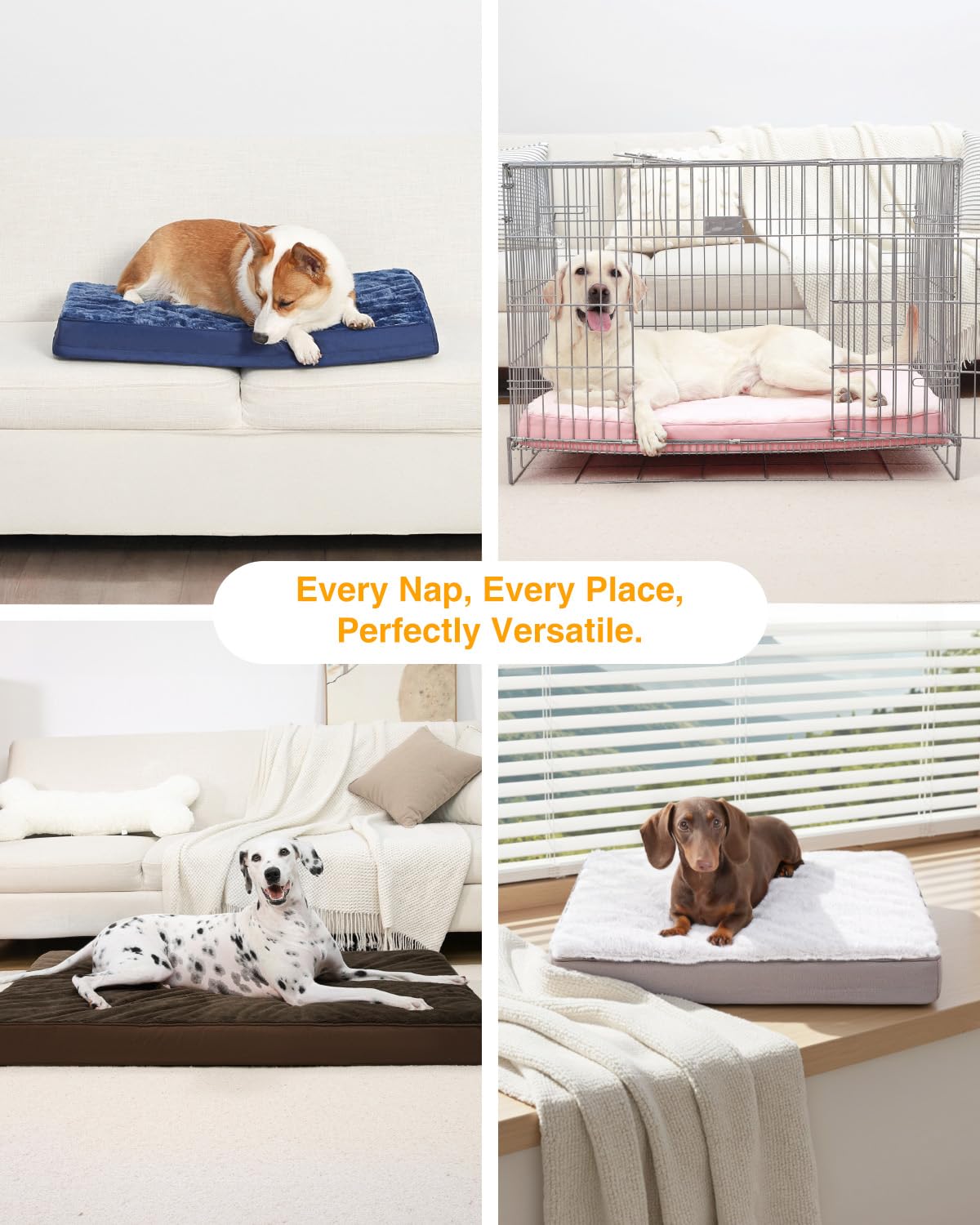 KSIIA Pet Bed Mat in 23.0"L x 17.0"W x 3.0"Th, Dark Grey