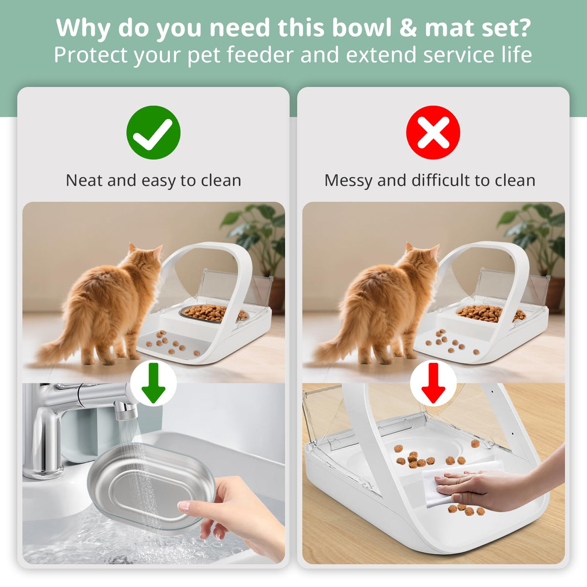 Baofum Pet Feeder in Silver Bowls
