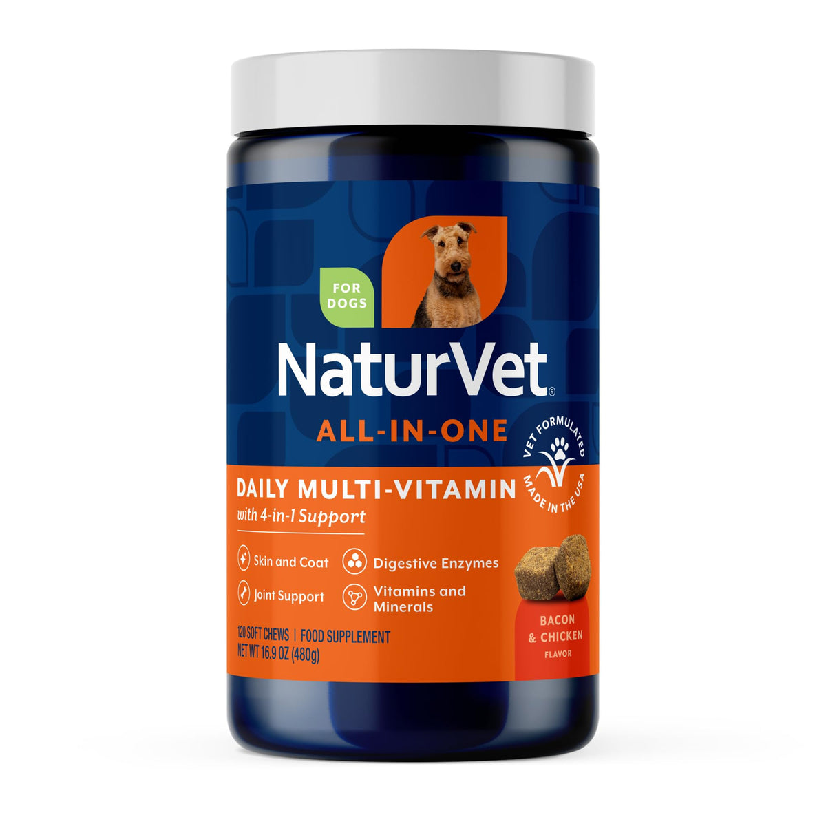 NaturVet Animal Vitamin in 120 Soft Chews, All-In-One