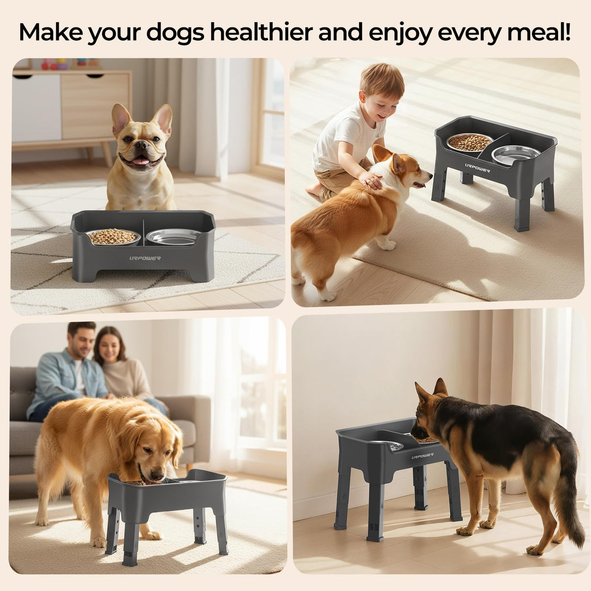 URPOWER Pet Feeder in Medium, Grey