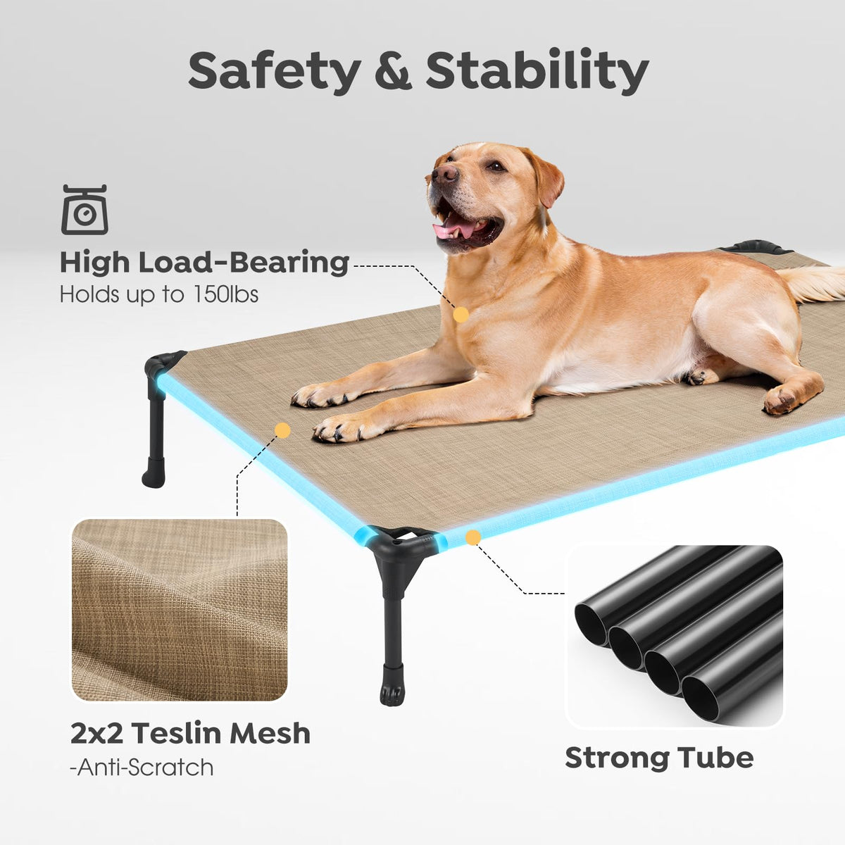 Veehoo Pet Bed Mat in 42.0"L x 30.0"W x 7.0"Th, 2Packs- Beige Coffee