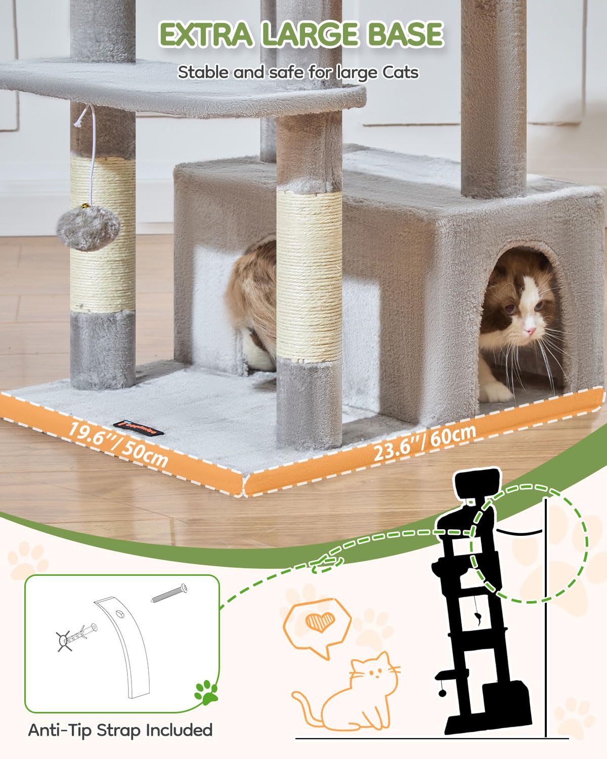 Taoqimiao Pet Activity Structure in 79 inch, Light Gray