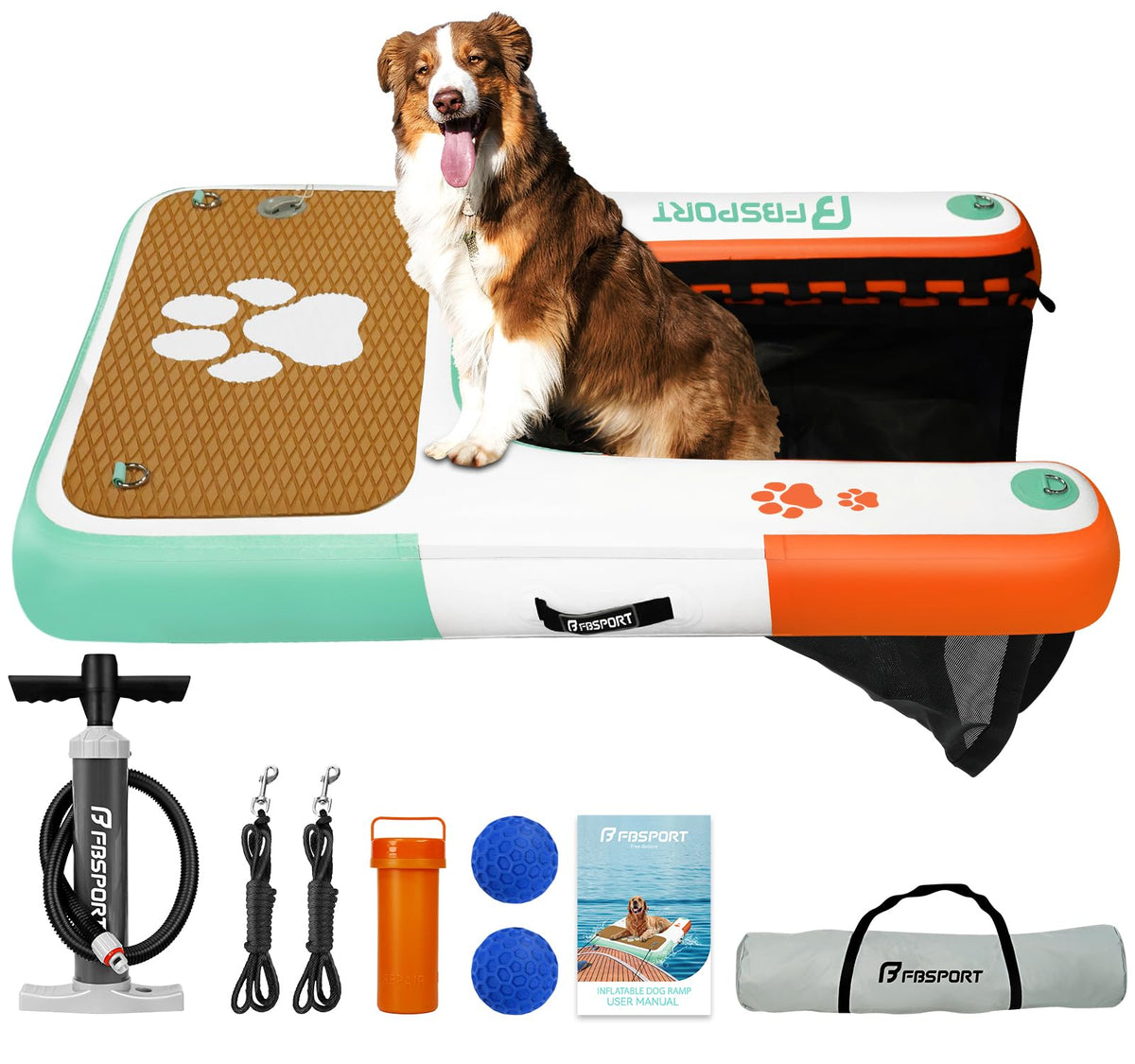 FBSPORT Ramp in 59"*39"*6", Teal&orange White