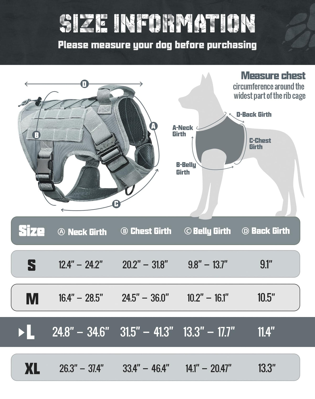 Saboos Animal Harness in S, Grey