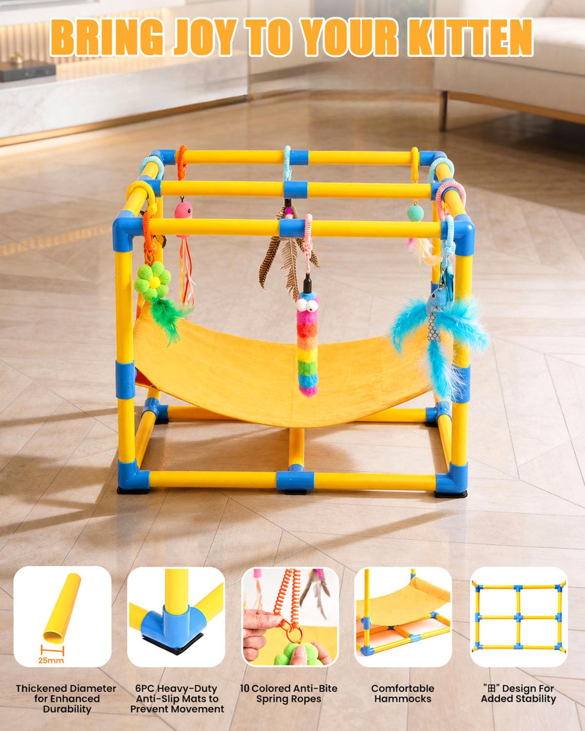 Grevigily Pet Toy in 23.6x15.7x15.7inch, Yellow + Blue