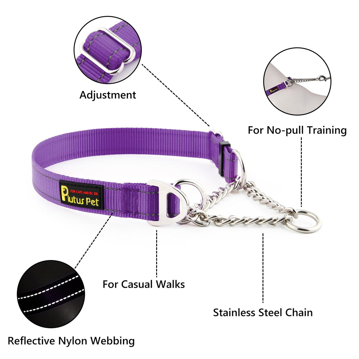PLUTUS PET Animal Collar in Small, Purple