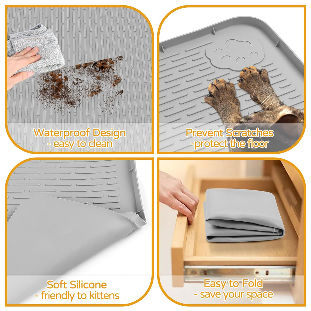 Lanstics Pet Placemat in 50"L x 35"W, Light Grey