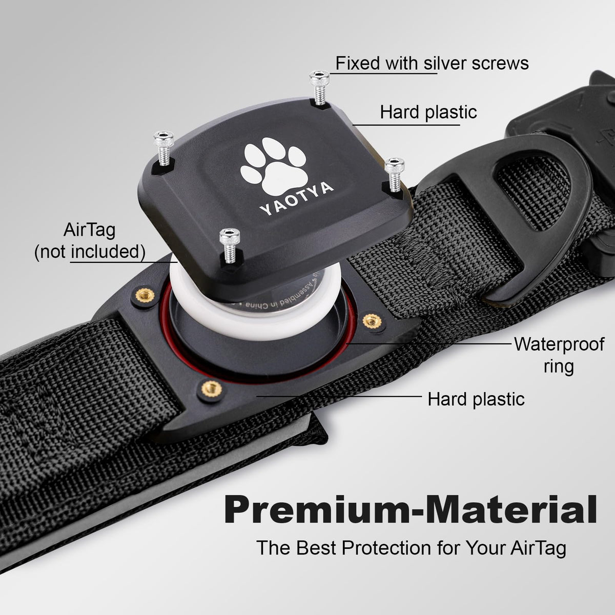 YaoTya Animal Collar in M(15"-18.5"), Black