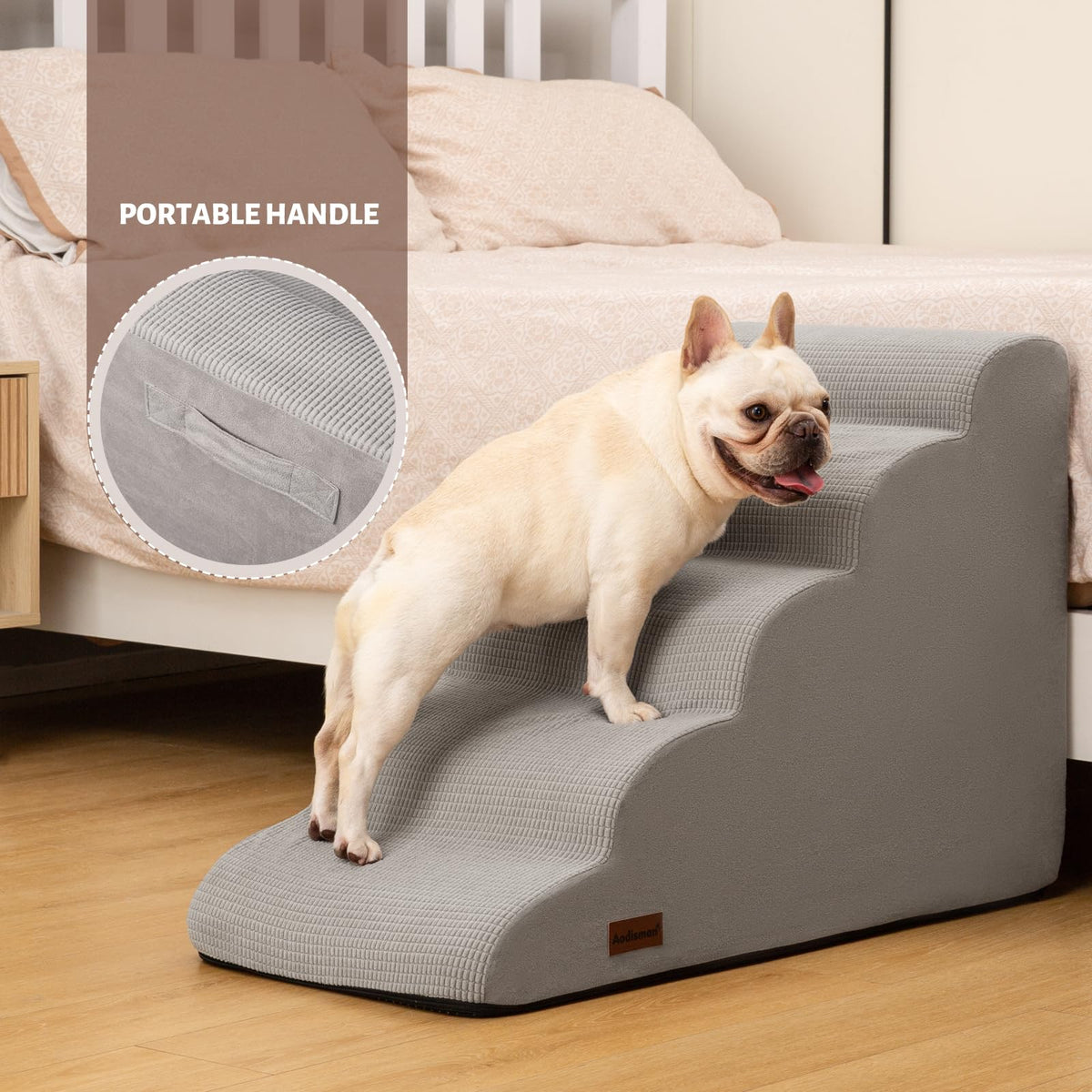 aodisman Animal Stair in Standard 5-Step 22.2"H, Light Grey