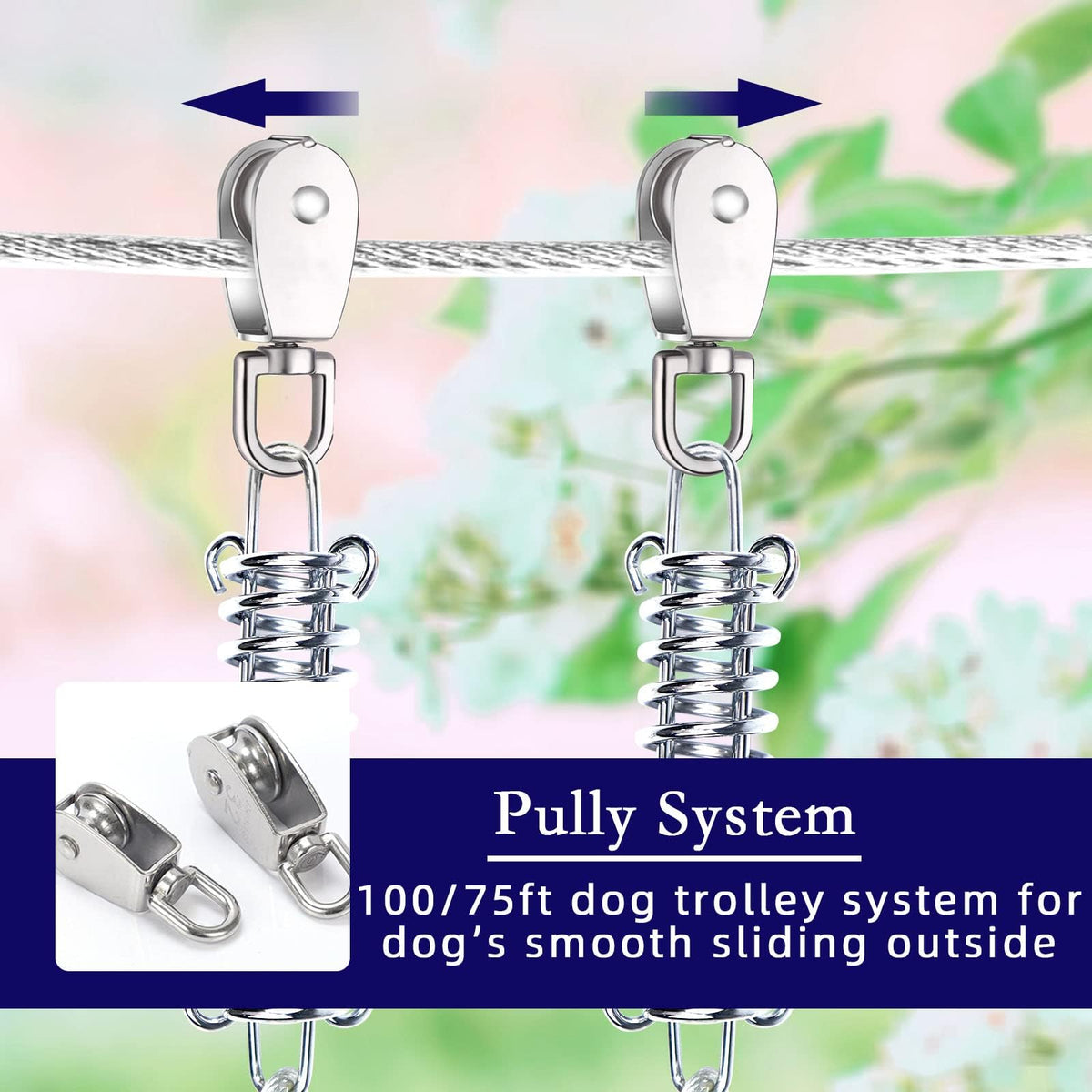 Snagle Paw Leash in 100ft run cable+10ft tie out cable, Silver for 250lbs dogs