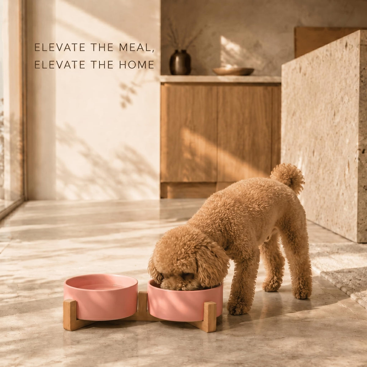 SPUNKYJUNKY Pet Feeder in 1.7 cups, Pink × 2