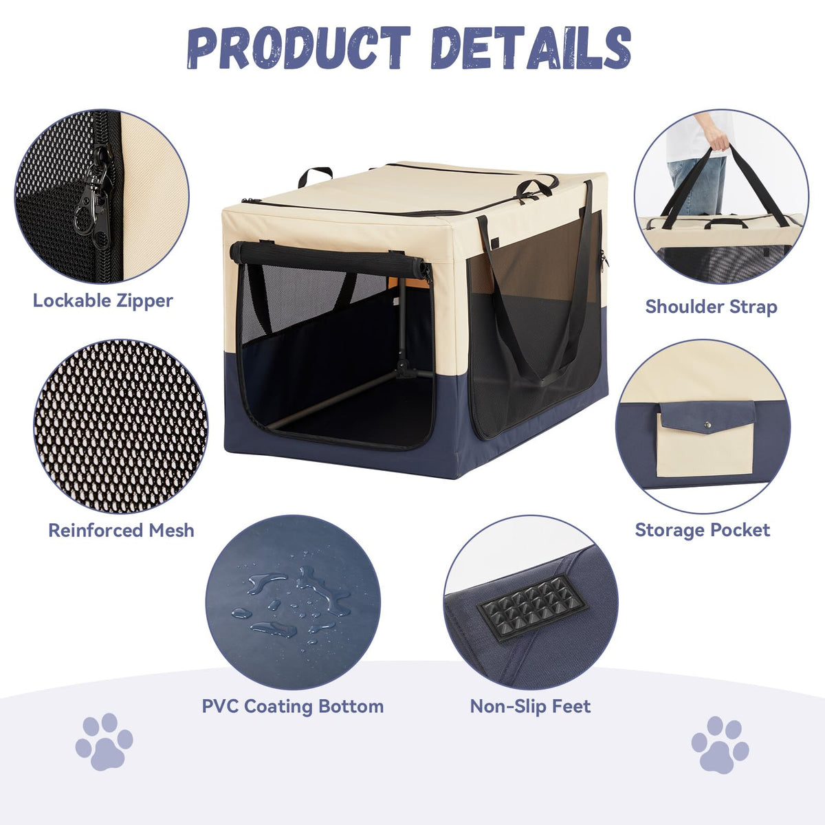 A 4 Pet Animal Cage in 30.0"L x 20.0"W x 19.0"H, Blue+Beige