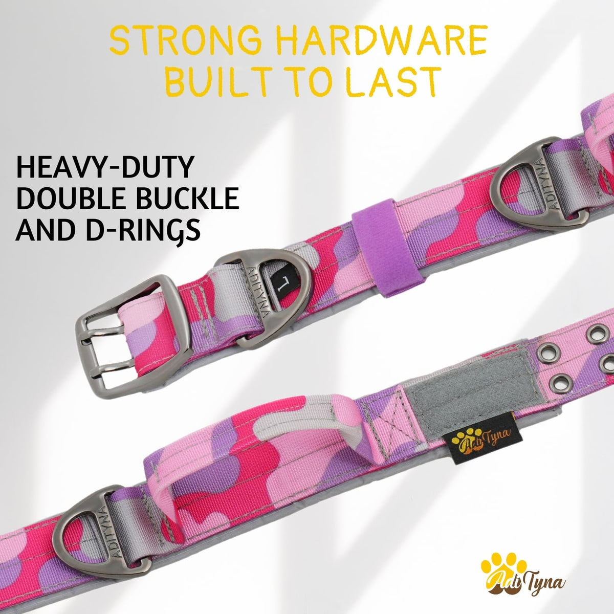 ADITYNA Animal Collar in Medium: Fit 15-19" Neck, Camo Pink Purple