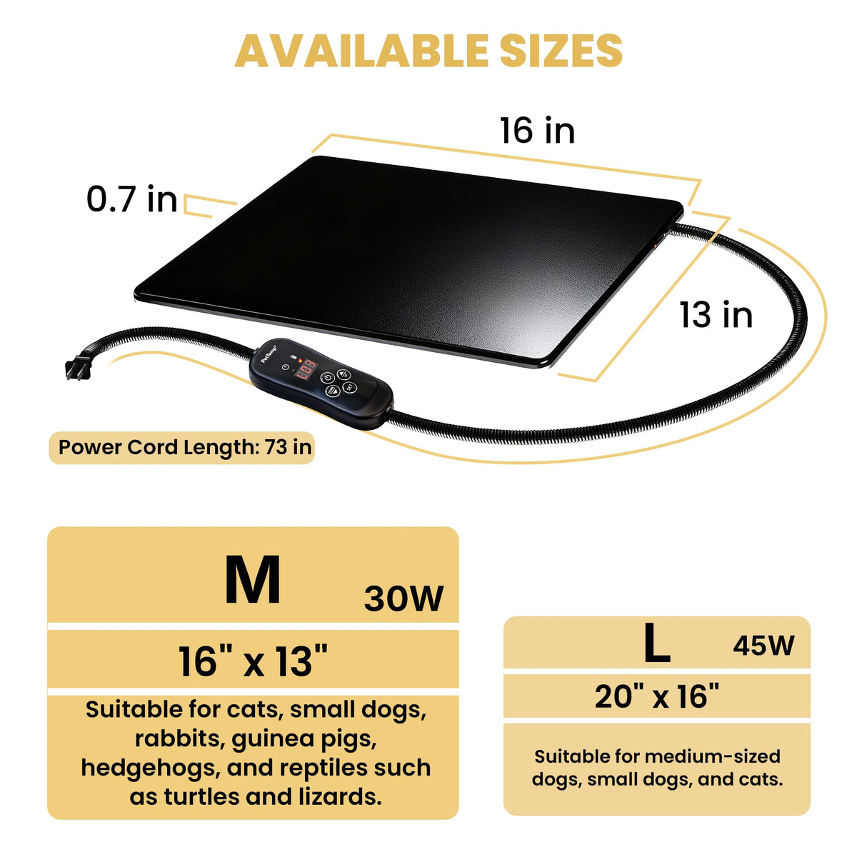 PetTemp Pet Bed Mat in M: 16" x 13", Black