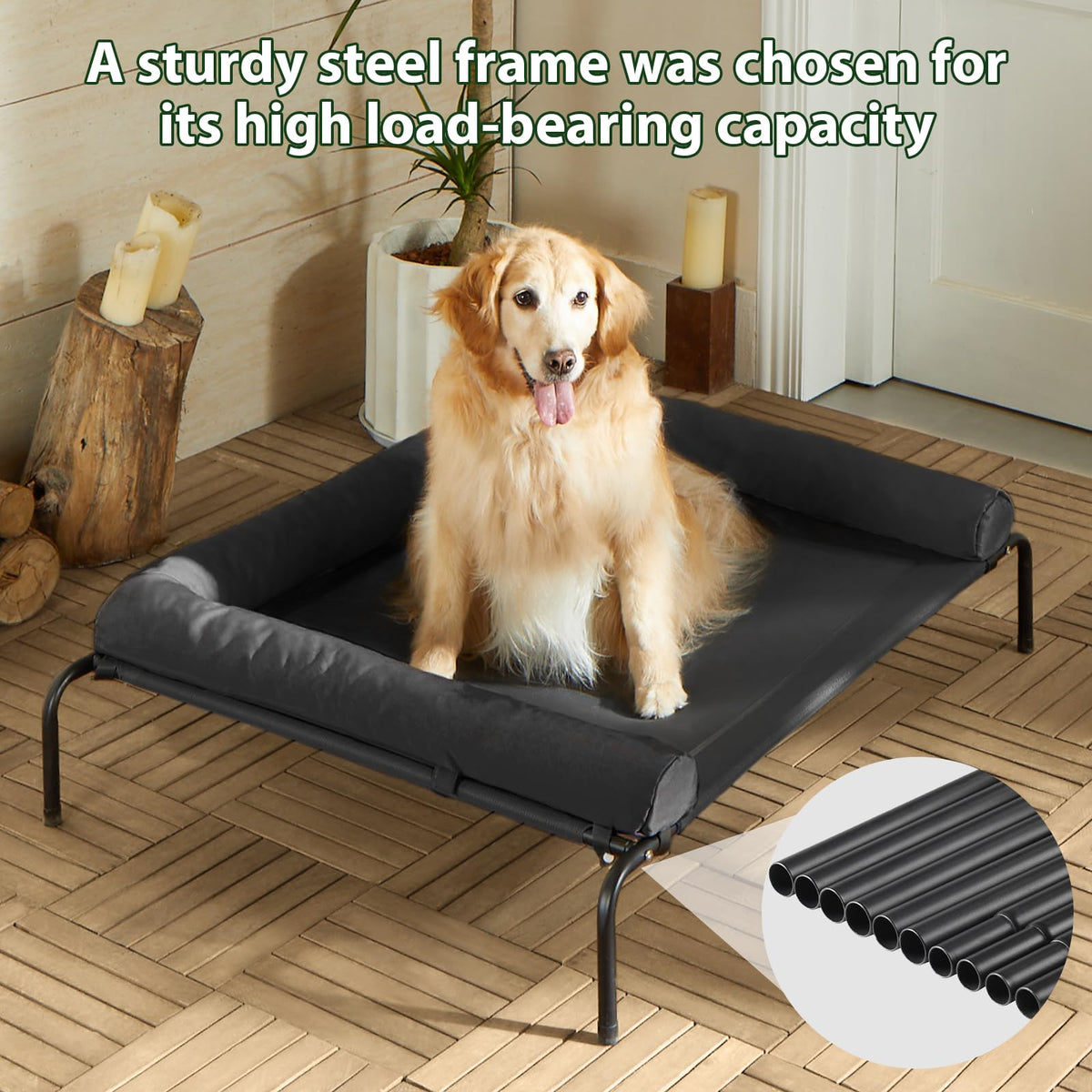 RRPETHOME Pet Bed Mat in 43.0"L x 31.0"W x 8.0"Th, Black