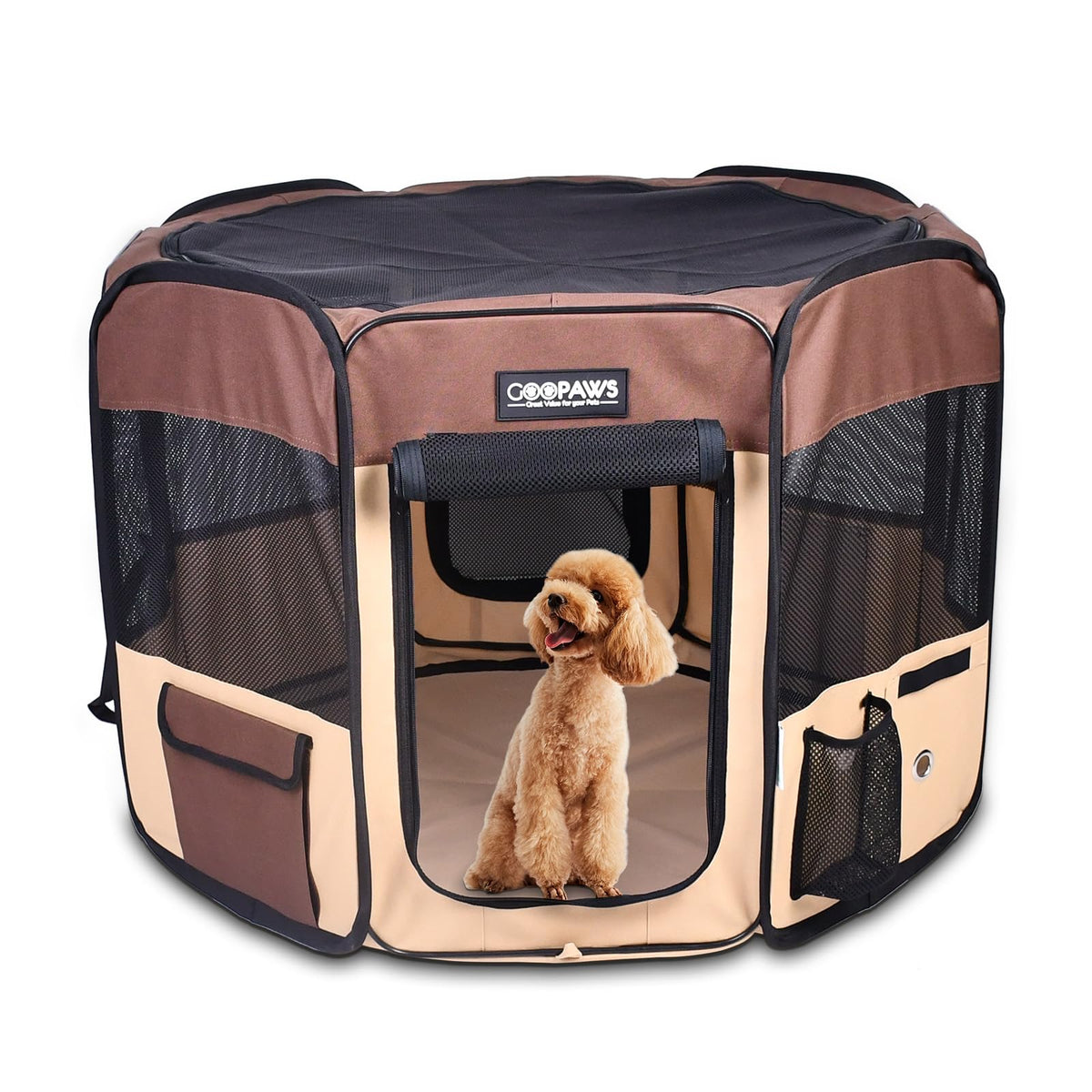JESPET Pet Playpen in 36x36x24 Inch (Pack of 1), Brown