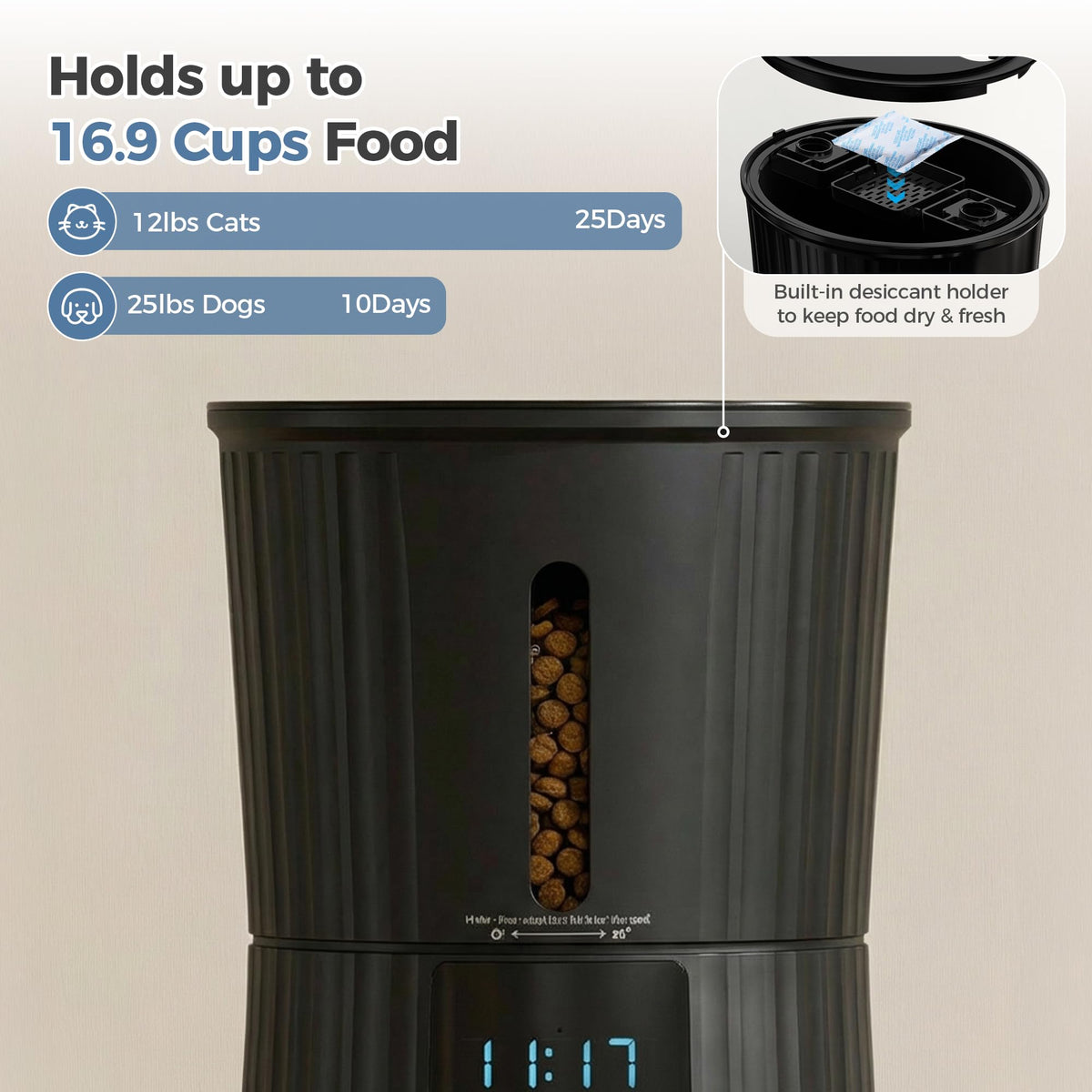 DUMOS Pet Feeder in 4L-WiFi, Black