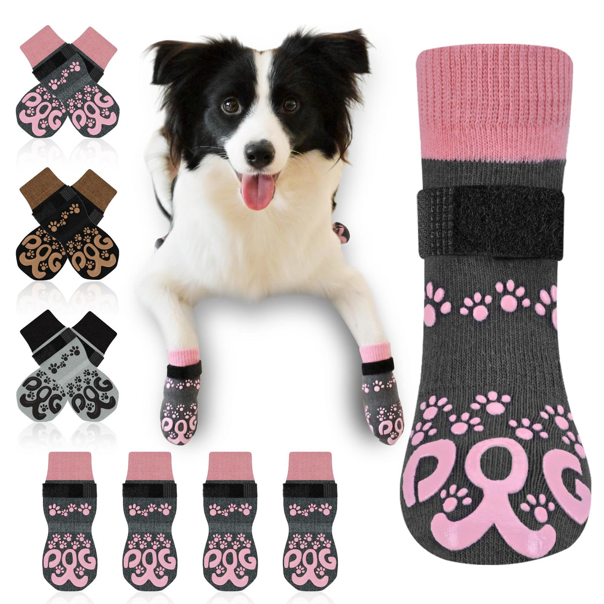 ROUWINNE Paw Hoof Protector in XS(Pack of 4), Dark Grey and Pink