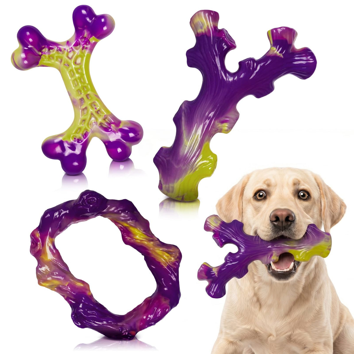 Frienhund Pet Toy in 3 Pack, Purple